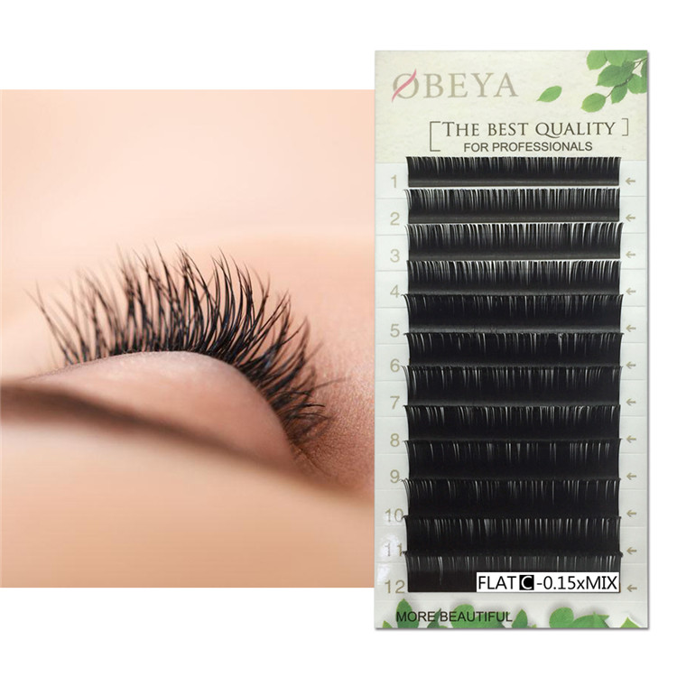 Split Tip Flat Eyelash Extensions Mixed Tray 8-15mm C D curls Thick Softer Individaual Eyelashes FM013 